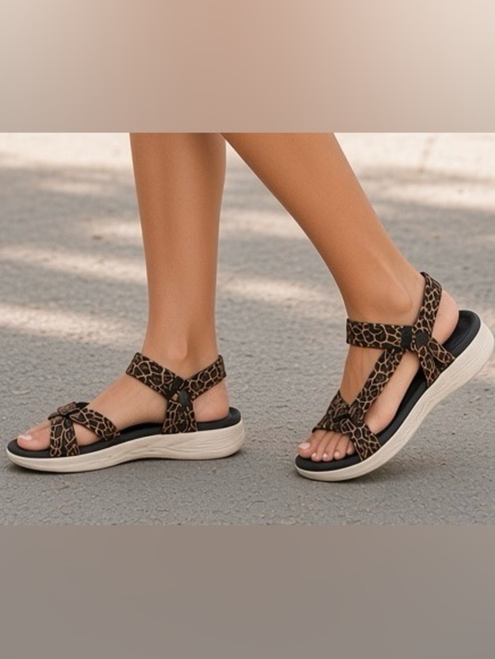 NWT Skechers Go Walk Leopard Print Sandals Sz 12